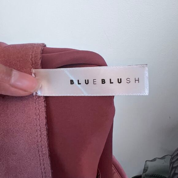 Blue Blush Shorts Skort Tea Rose Pink Micro Suede Mini Skirt Overlapped Stretchy - Picture 5 of 5